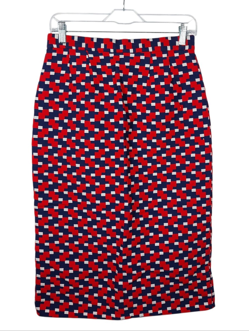 Vintage 60's Patriotic Pencil Skirt Sz S Red White Blue USA Handmade 28" Waist